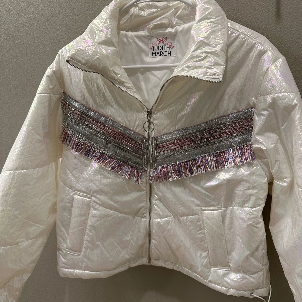 Judith March Iridescent Jacket with Fringe